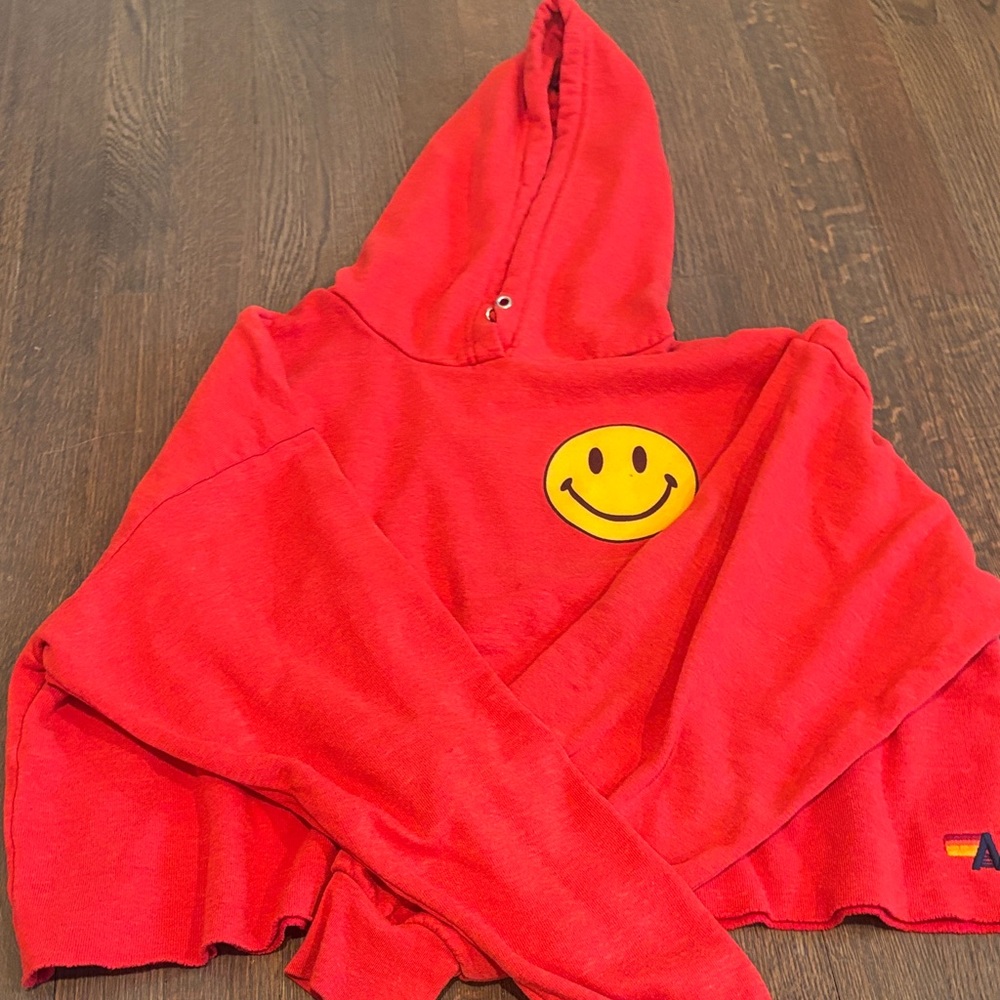Aviator Nation Smiley 2 Relaxed Cropped Hoodie - Size: S